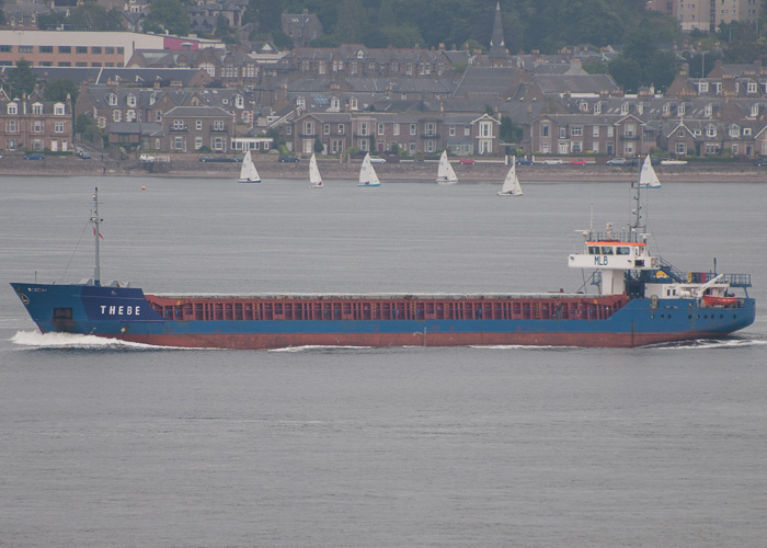 Photograph of the vessel  Thebe pictured passing Dundee for Perth on 14th June 2014