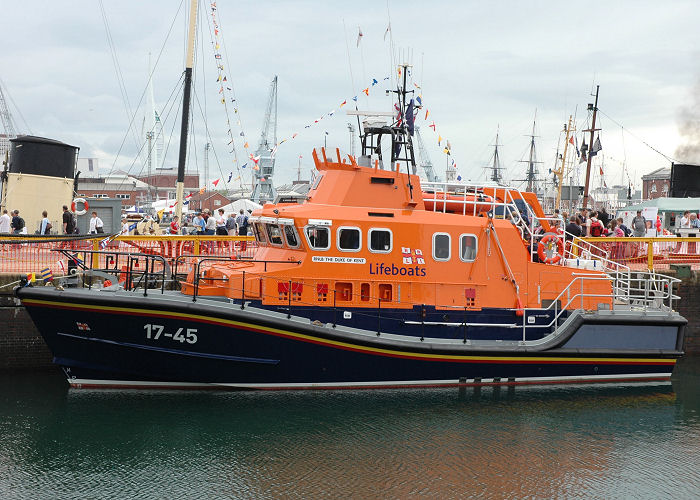 Photograph of the vessel RNLB The Duke of Kent pictured at the International Festival of the Sea, Portsmouth Naval Base on 3rd July 2005