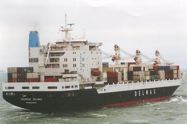 Photograph of the vessel  Therese Delmas pictured departing Le Havre on 7th March 1994