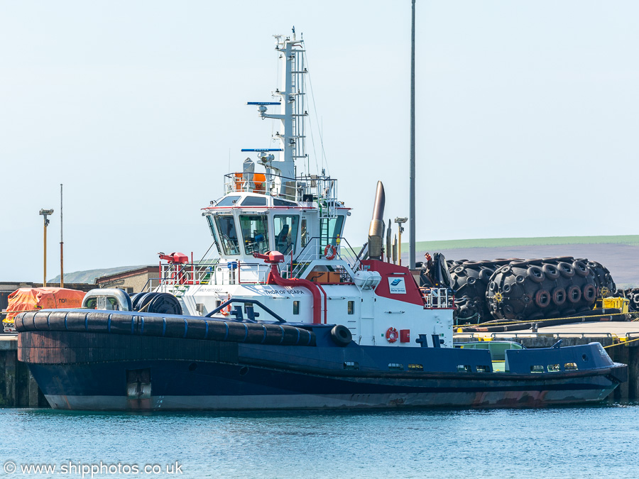 Photograph of the vessel  Thor of Scapa pictured at Scapa Pier on 16th May 2024