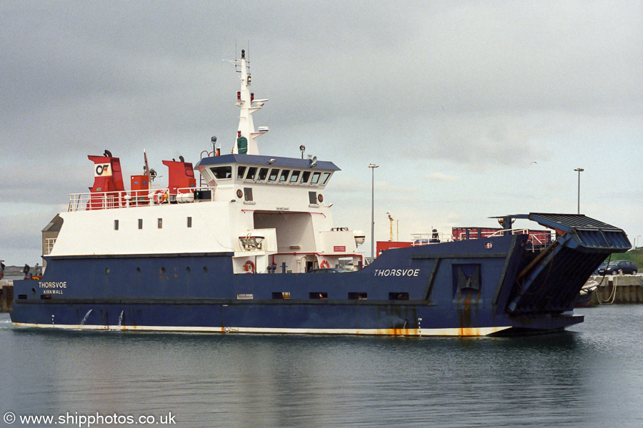 Thorsvoe pictured arriving at Kirkwall on 9th May 2003