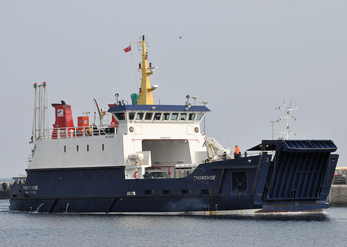 Photograph of the vessel  Thorsvoe pictured arriving at Kirkwall on 8th May 2013