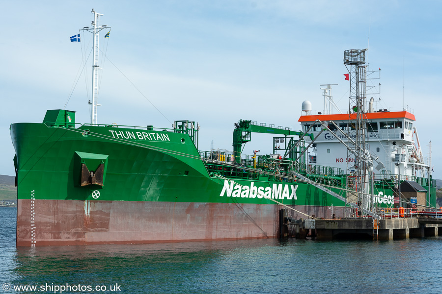 Photograph of the vessel  Thun Britain pictured at Lerwick on 20th May 2022