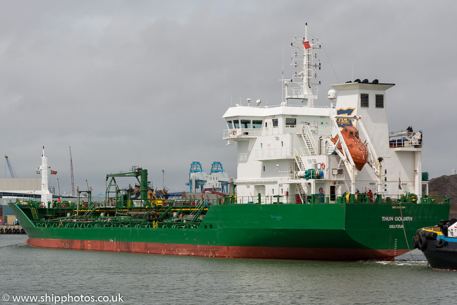 Photograph of the vessel  Thun Goliath pictured in Langton Dock, Liverpool on 20th June 2015