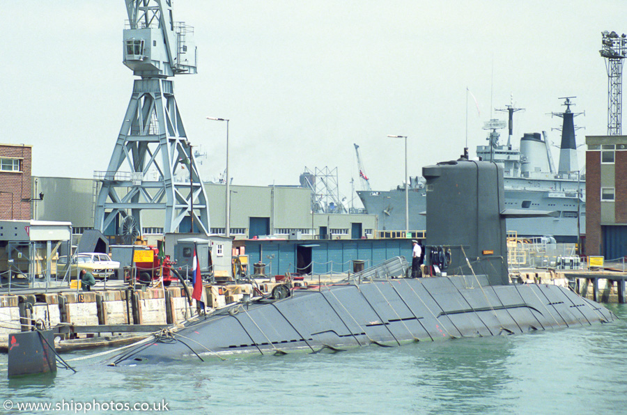 Photograph of the vessel HrMs Tijgerhaai pictured in Portsmouth Naval Base on 2nd July 1989