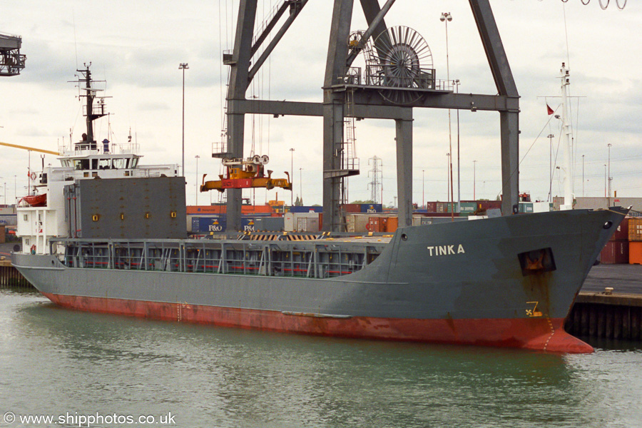 Photograph of the vessel  Tinka pictured at Southampton Container Terminal on 20th April 2002