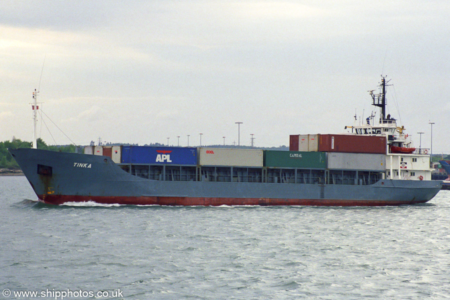 Photograph of the vessel  Tinka pictured departing Southampton on 3rd May 2003