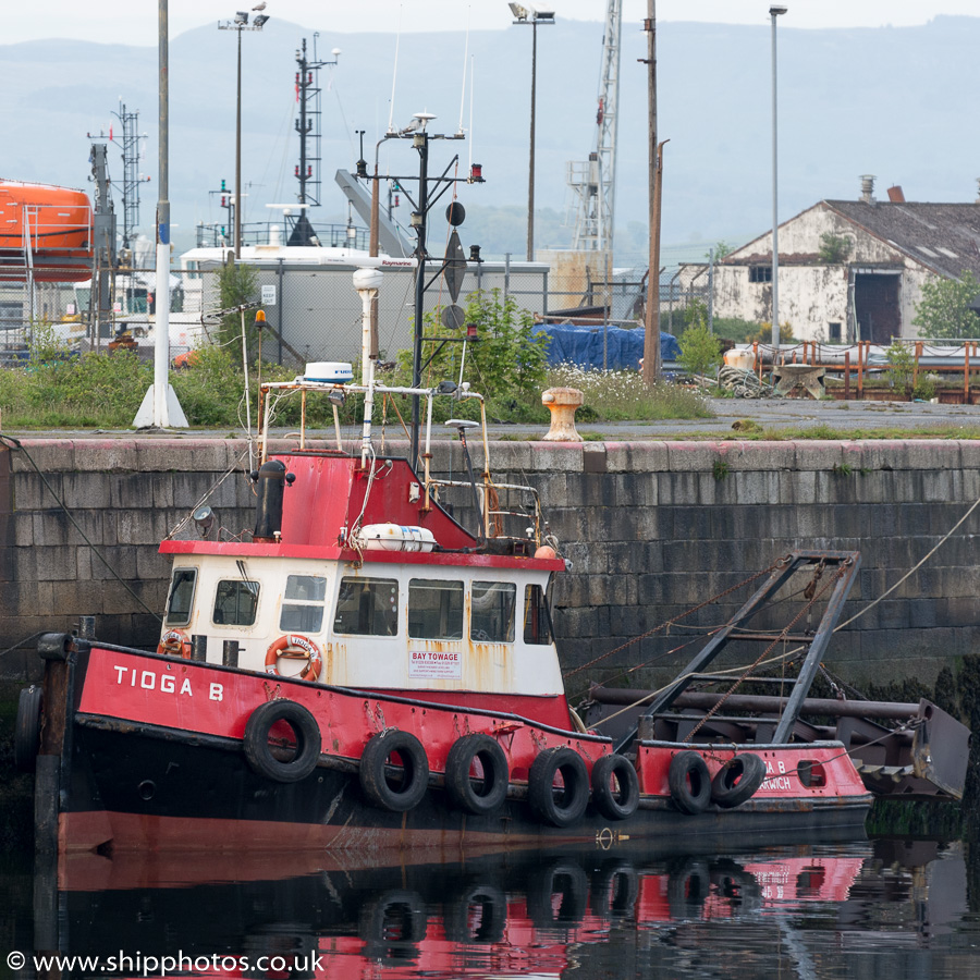 Photograph of the vessel  Tioga B pictured at James Watt Dock, Greenock on 4th June 2015