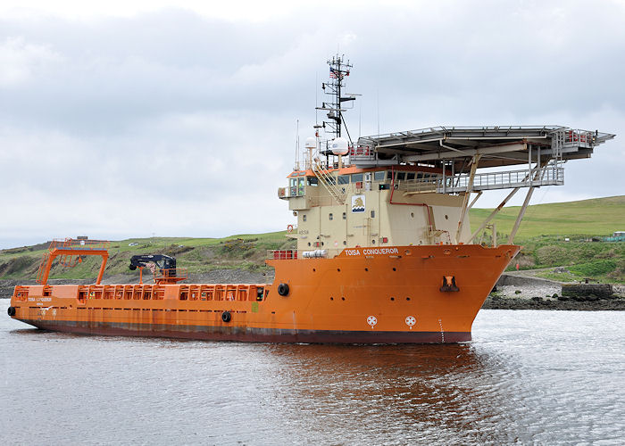 Photograph of the vessel  Toisa Conqueror pictured arriving at Aberdeen on 15th May 2013