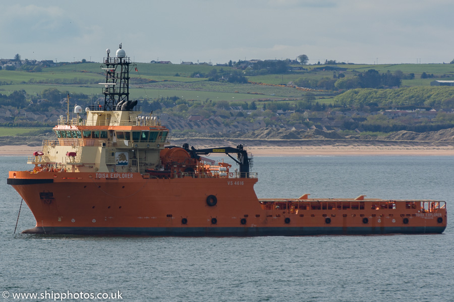 Photograph of the vessel  Toisa Explorer pictured at anchor in Aberdeen Bay on 17th May 2015