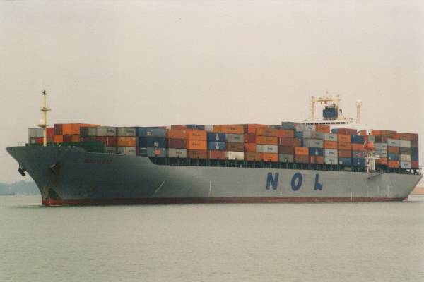 Photograph of the vessel  Tokyo Bay pictured arriving in Southampton on 28th January 1998