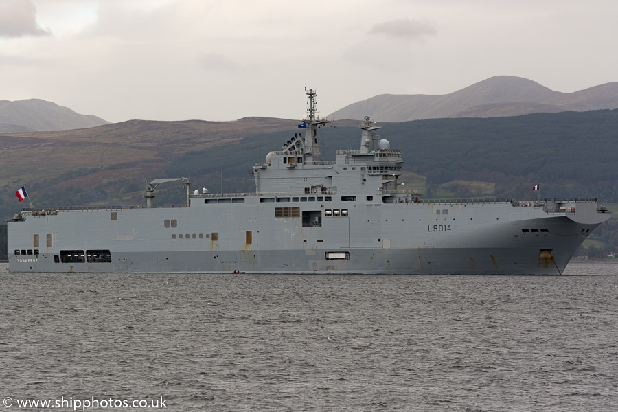 Tonnerre pictured at anchor at the Tail o' the Bank, Greenock on 7th October 2016