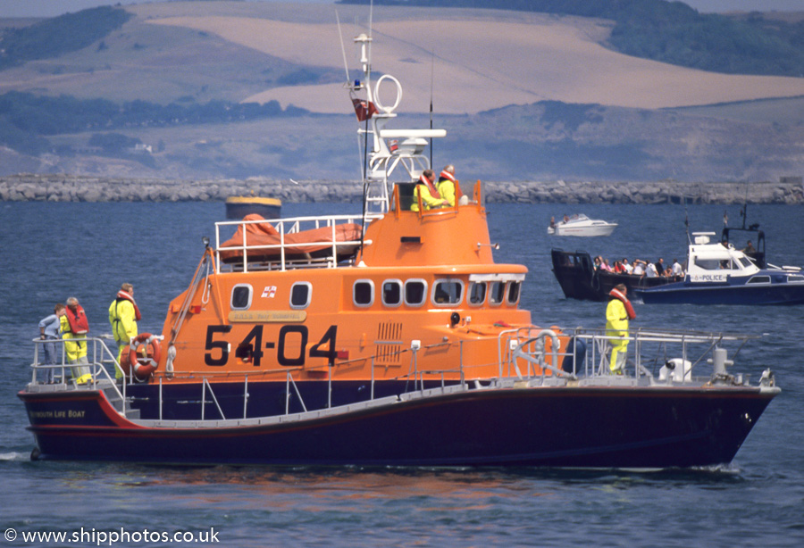 Photograph of the vessel RNLB Tony Vandervell pictured in Portland Harbour on 23rd July 1989