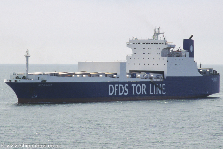 Photograph of the vessel  Tor Belgia pictured on the Westerschelde passing Vlissingen on 19th June 2002