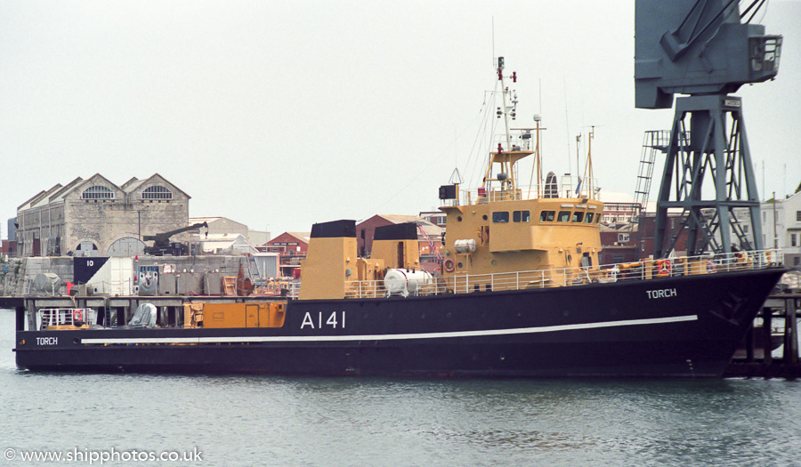 Photograph of the vessel RMAS Torch pictured in Portland Harbour on 23rd July 1989