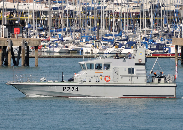 Photograph of the vessel HMS Tracker pictured in Portsmouth Harbour on 23rd July 2012