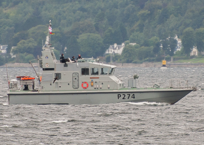 Photograph of the vessel HMS Tracker pictured on the River Clyde on 11th August 2014