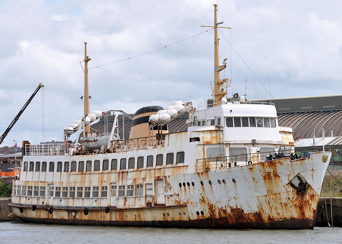 Photograph of the vessel  Trinity pictured laid up in Liverpool Docks on 22nd June 2013