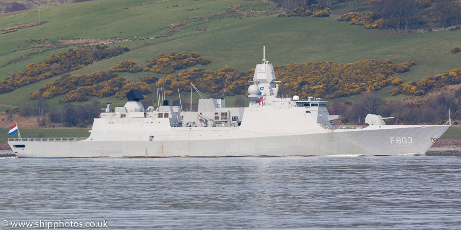 Photograph of the vessel HrMS Tromp pictured passing Greenock on 24th March 2017