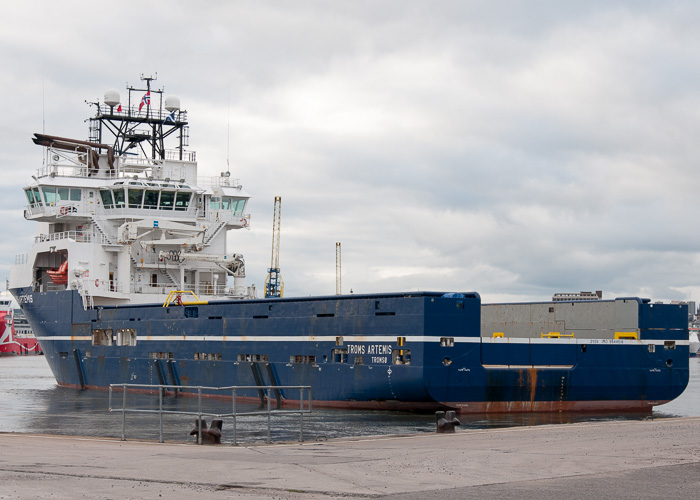 Photograph of the vessel  Troms Artemis pictured at Aberdeen on 12th October 2014
