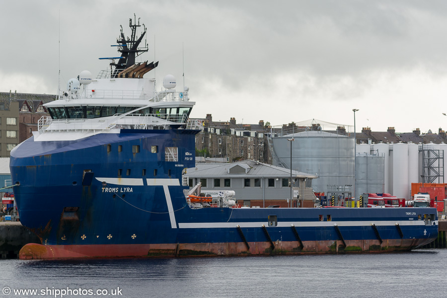 Photograph of the vessel  Troms Lyra pictured at Aberdeen on 27th May 2019