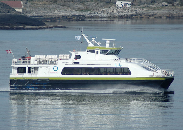 Photograph of the vessel  Tyrving pictured approaching Stavanger on 4th May 2008