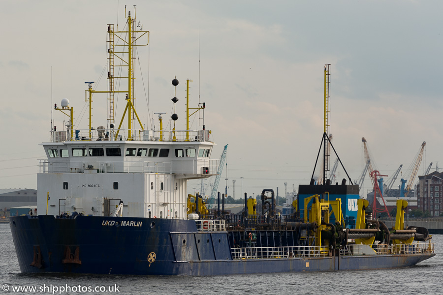 Photograph of the vessel  UKD Marlin pictured passing North Shields on 20th August 2015