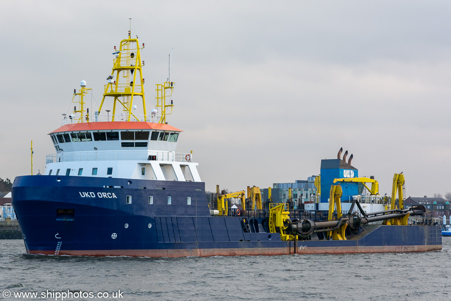 Photograph of the vessel  UKD Orca pictured passing North Shields on 1st February 2025