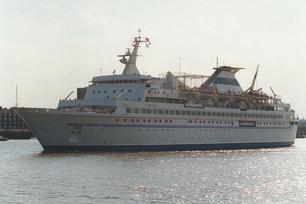 Photograph of the vessel  Ukraina pictured passing Greenwich on 9th August 1995