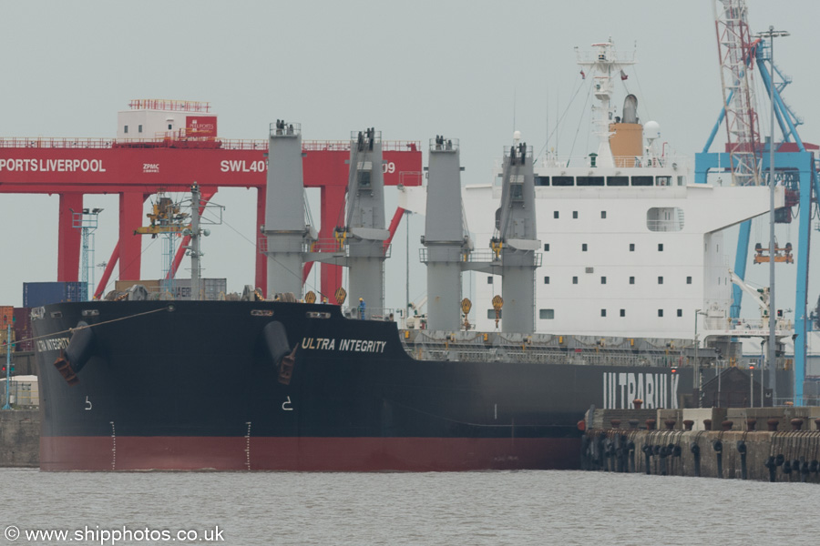 Photograph of the vessel  Ultra Integrity pictured departing Gladstone Lock, Liverpool on 3rd August 2019