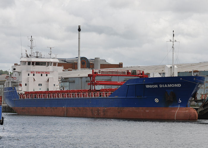 Photograph of the vessel  Union Diamond pictured laid up in Liverpool Docks on 22nd June 2013