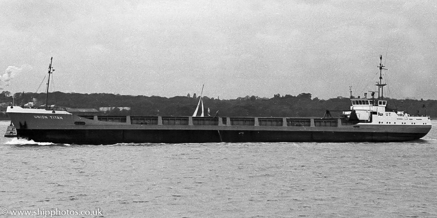 Photograph of the vessel  Union Titan pictured on Southampton Water on 30th April 1989