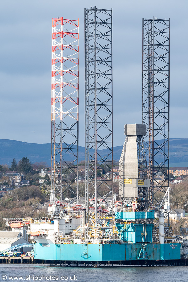 Photograph of the vessel  Valaris Viking pictured at Eastern Wharf, Dundee on 17th March 2025