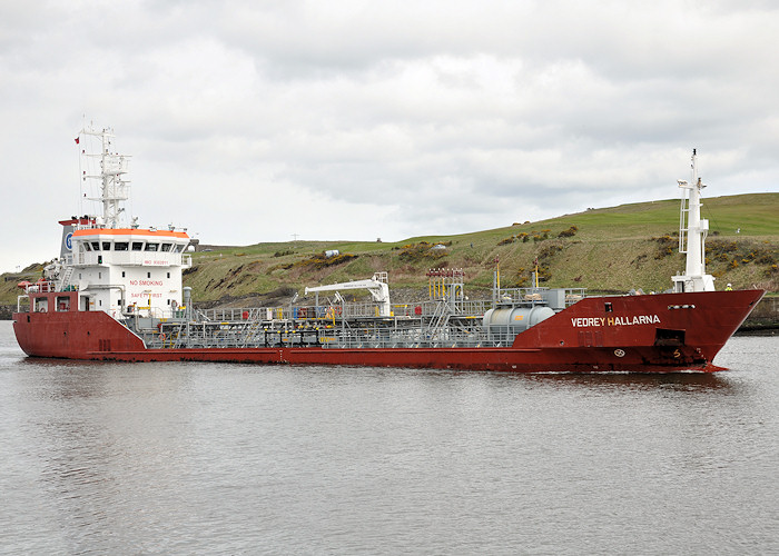 Photograph of the vessel  Vedrey Hallarna pictured arriving at Aberdeen on 17th April 2012