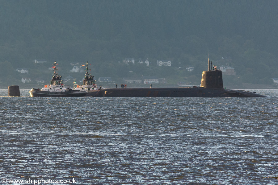 Photograph of the vessel HMS Vengeance pictured on the River Clyde on 28th September 2022