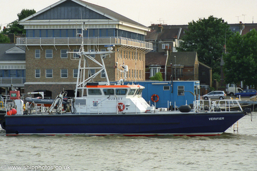 Photograph of the vessel rv Verifier pictured at Gravesend on 16th August 2003
