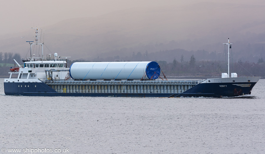 Photograph of the vessel  Verity pictured passing Greenock on 23rd March 2023