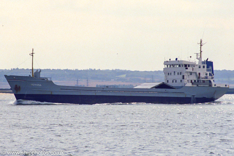 Photograph of the vessel  Verona pictured on the River Thames on 31st August 2002