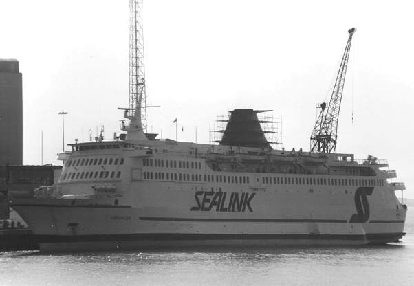 Photograph of the vessel  Versailles pictured being repainted in Southampton on 16th May 1992