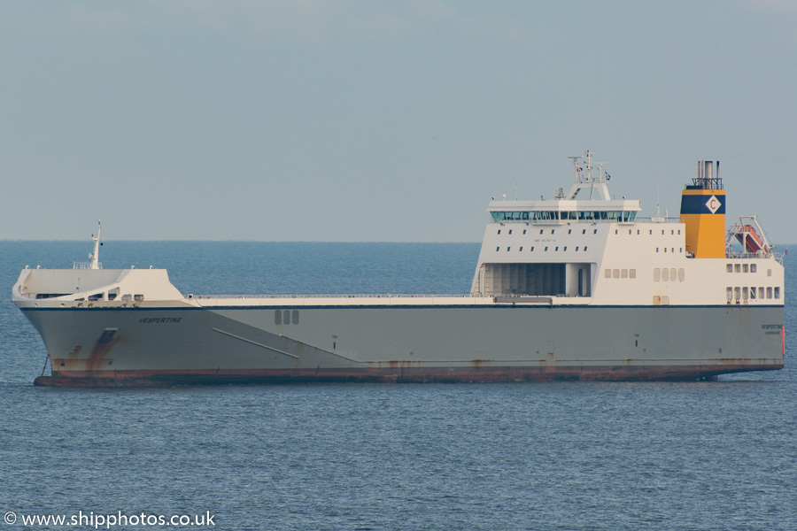 Photograph of the vessel  Vespertine pictured at anchor off Tynemouth on 27th December 2014