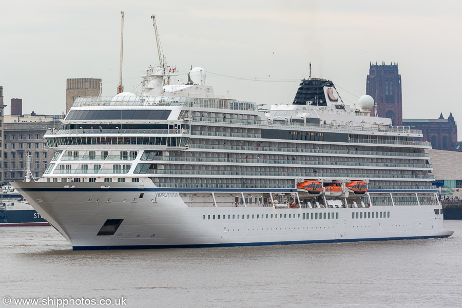 Photograph of the vessel  Viking Jupiter pictured departing Liverpool on 3rd August 2019