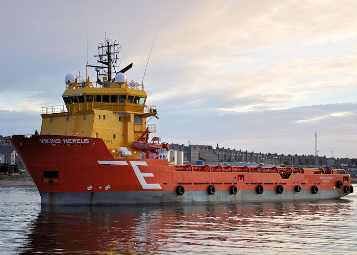 Photograph of the vessel  Viking Nereus pictured departing Aberdeen on 13th September 2013