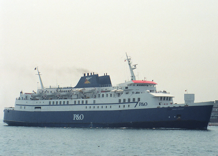 Photograph of the vessel  Viking Viscount pictured entering Portsmouth Harbour on 14th May 1988