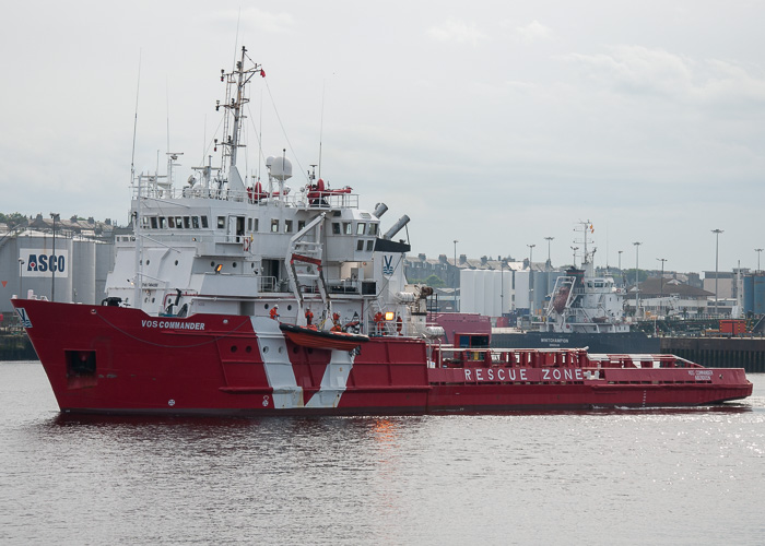 Photograph of the vessel  VOS Commander pictured departing Aberdeen on 12th June 2014