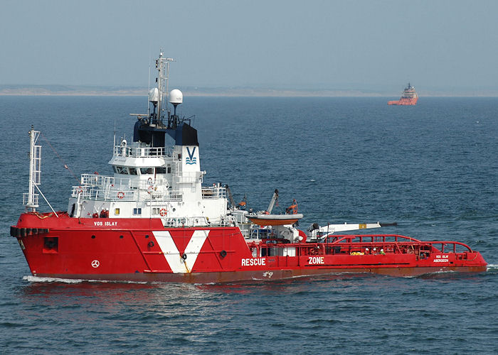 Photograph of the vessel  VOS Islay pictured arriving at Aberdeen on 29th April 2011