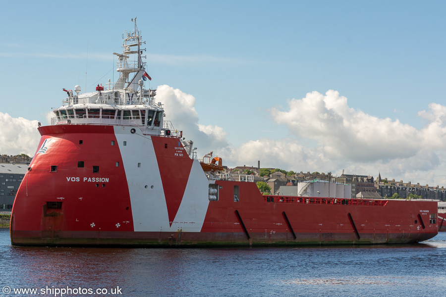 Photograph of the vessel  VOS Passion pictured departing Aberdeen on 29th May 2019