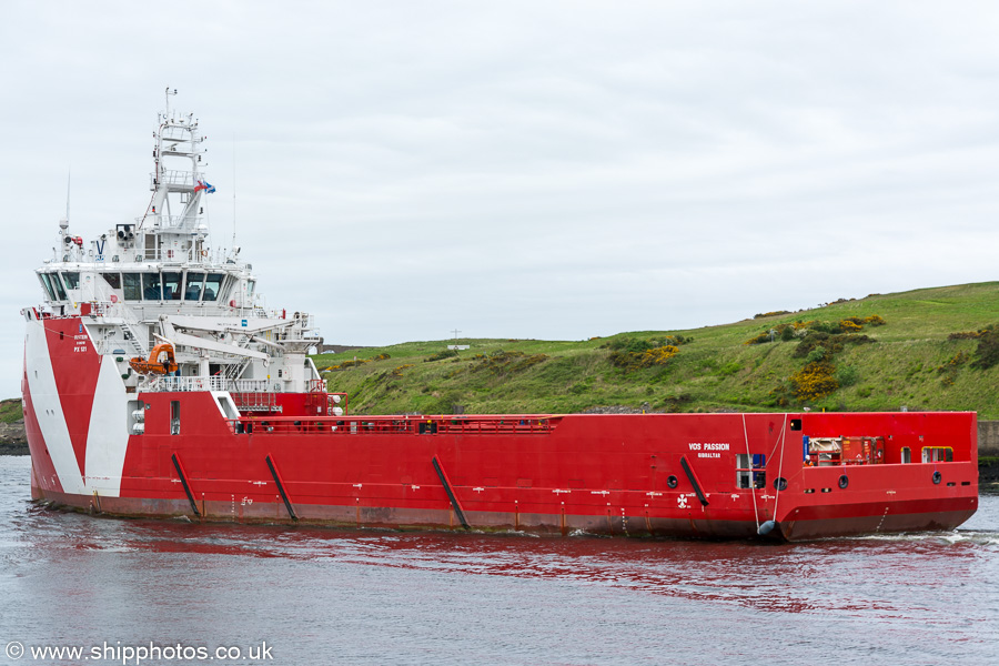 Photograph of the vessel  VOS Passion pictured departing Aberdeen on 30th May 2019