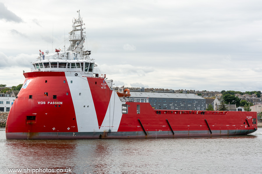 Photograph of the vessel  VOS Passion pictured departing Aberdeen on 9th August 2023