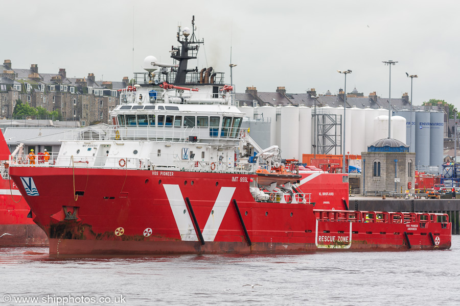 Photograph of the vessel  VOS Pioneer pictured at Aberdeen on 30th May 2019