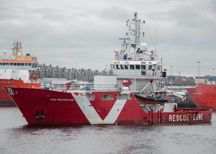 Photograph of the vessel  VOS Protector pictured departing Aberdeen on 13th June 2014